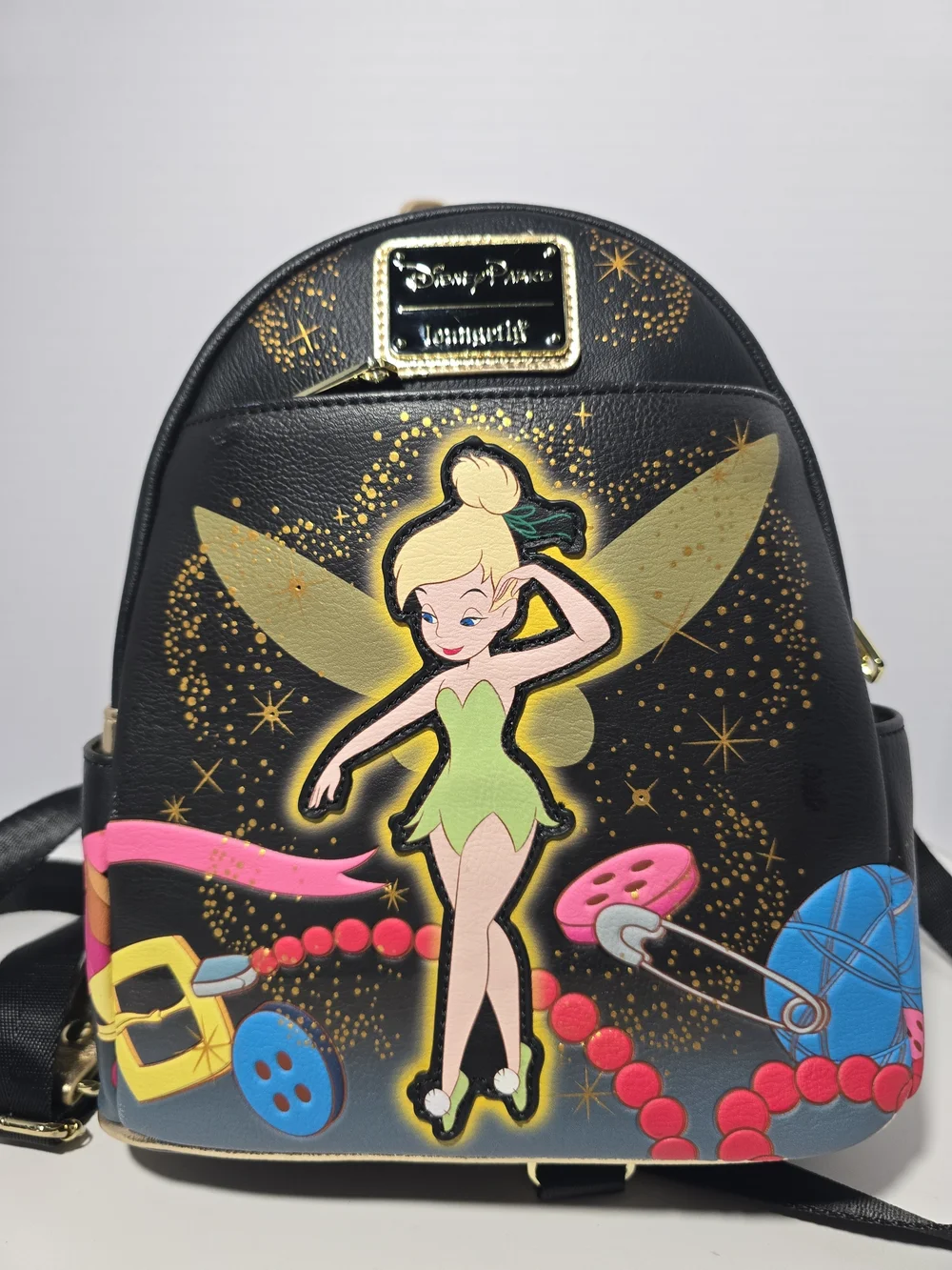 Loungefly Disney Tinker Bell Black Mini Backpack Lights Up